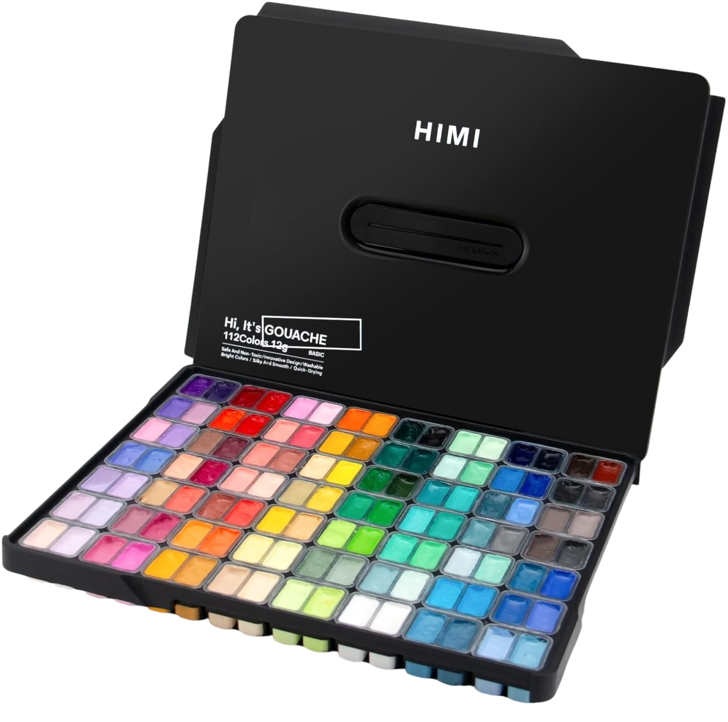 ARTME gouache paint set 112 colors twin jelly cup carrying case black