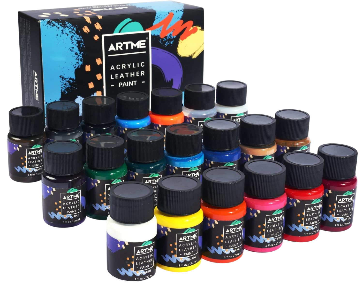 ARTME acrylic leather paint set 20 colors 30ml shoes sneakers jackets