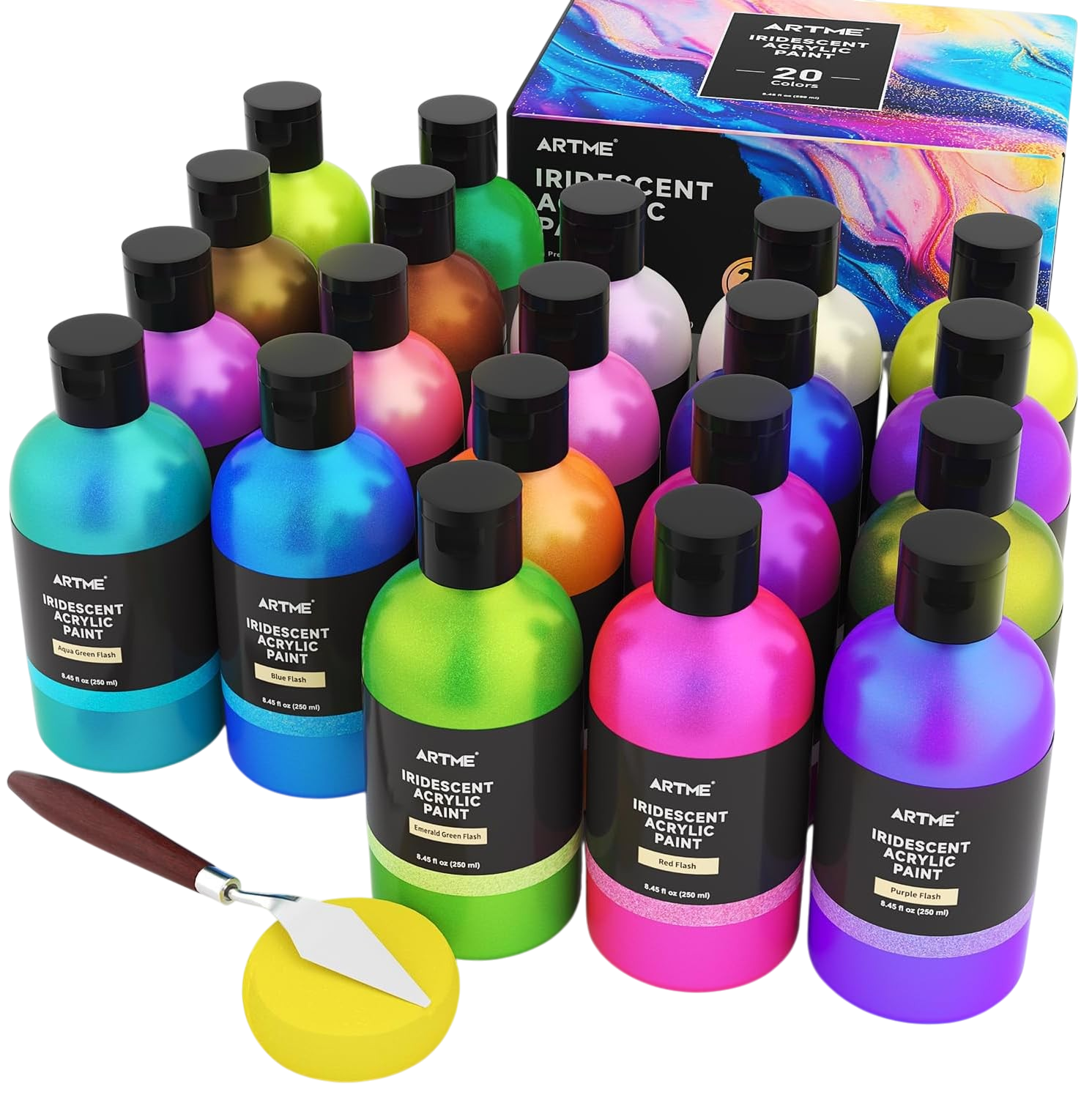 ARTME iridescent acrylic paint set 20 chameleon colors 250ml large bottles